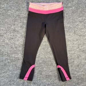 Lululemon Black Pink Crop Leggings Size 4 Athletic Yoga Run